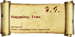 Hagymásy Irma névjegykártya